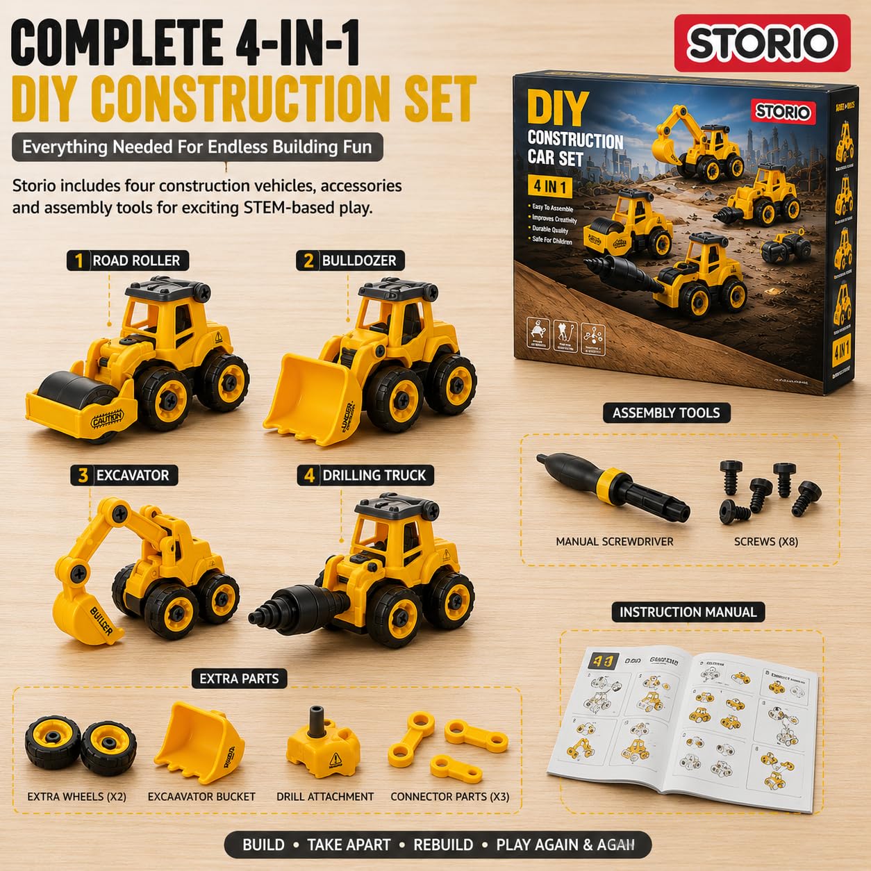 Storio DIY Excavator Set - Build Your Own Construction Truck! -7 Storio DIY Excavator Set - Build Your Own Construction Truck! -7