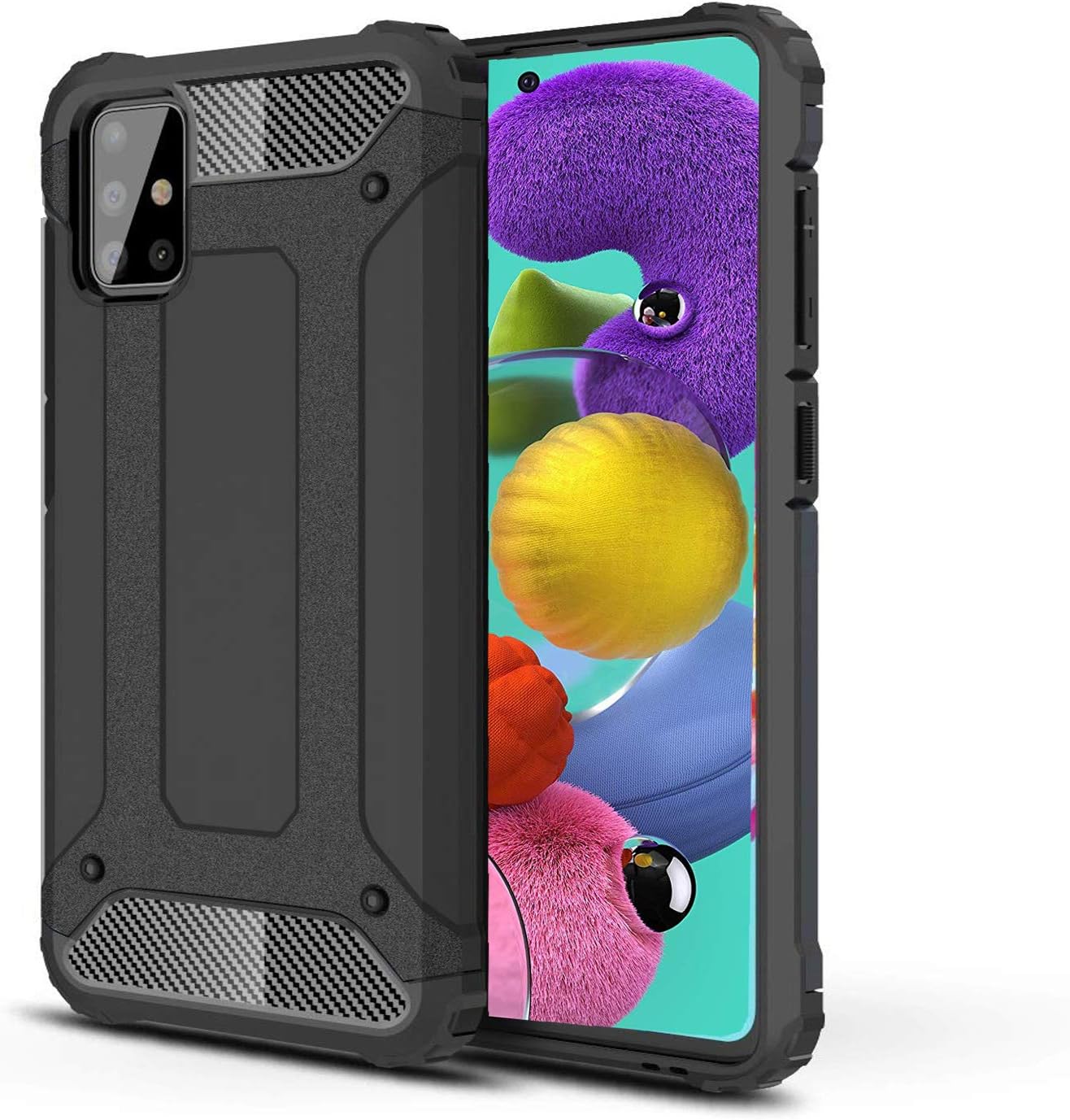 ValueActive Back Case Cover for Samsung Galaxy A51 Cover Case Rugged Armor TPU Shock Proof 360 Protection with Bumper Neo-Hybrid Dual Layer Back Cover Case for Samsung Galaxy A51 (Black)