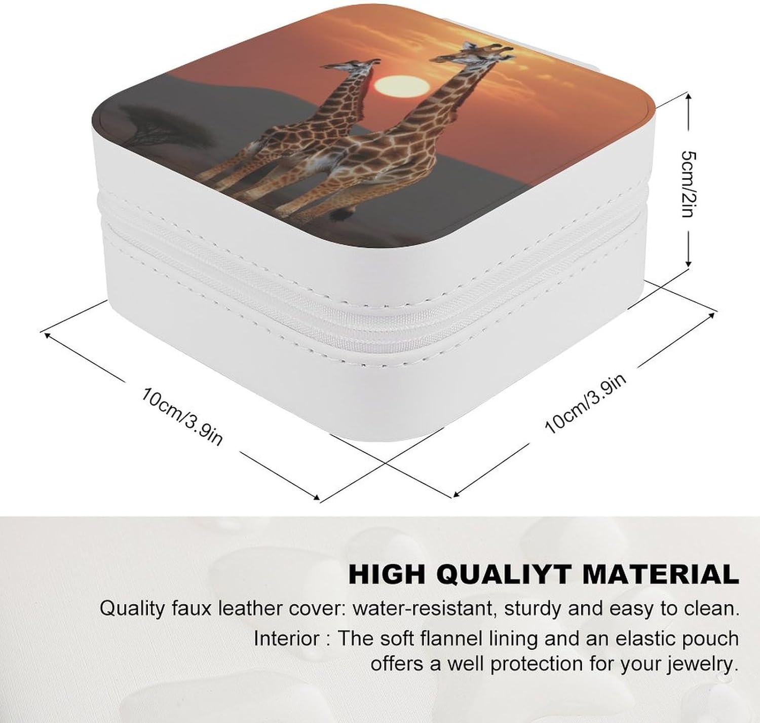 PU Leather Storage Box,Giraffe At Sunset Printed Portable Jewelry Box Mini Travel Storage Box Women's Jewelry Storage Rack for Necklace Earrings Bracelets Rings image 2