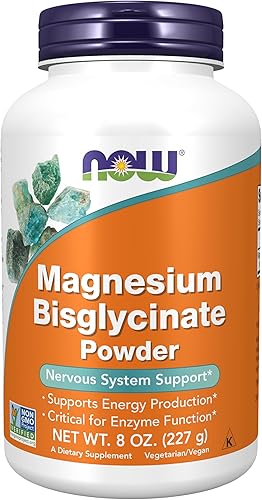 NOW Suplementos polvo de bisglicinato de magnesio función enzimática soporte del sistema nervioso 8 onzas