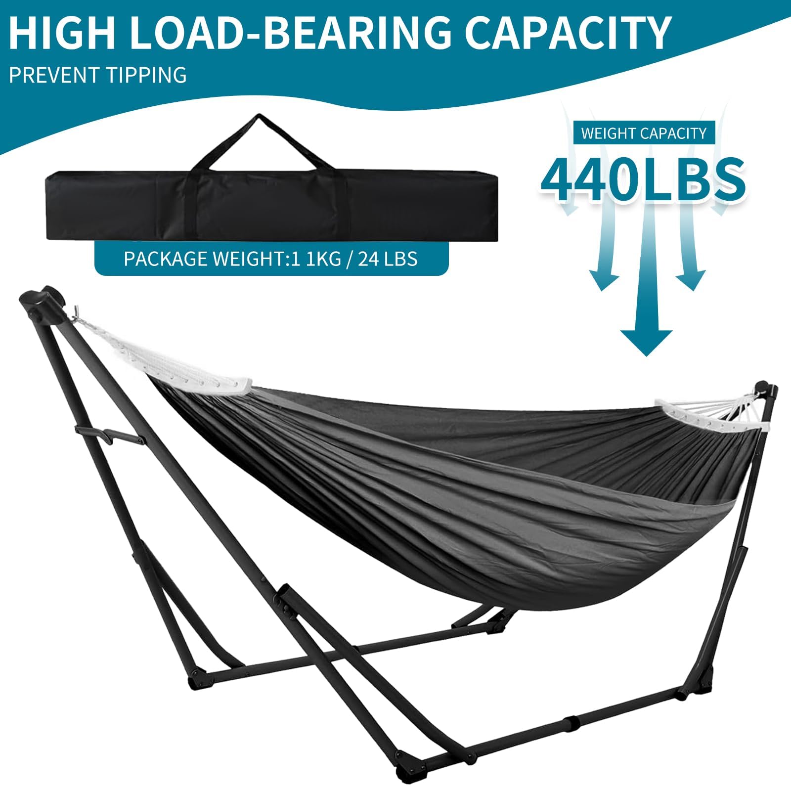 Ensemble de chaises hamac multifonctionnelles avec support pliable, ensemble de chaise hamac portable multifonctionnel pour intérieur et extérieur, charge maximale 200 kg, blanc