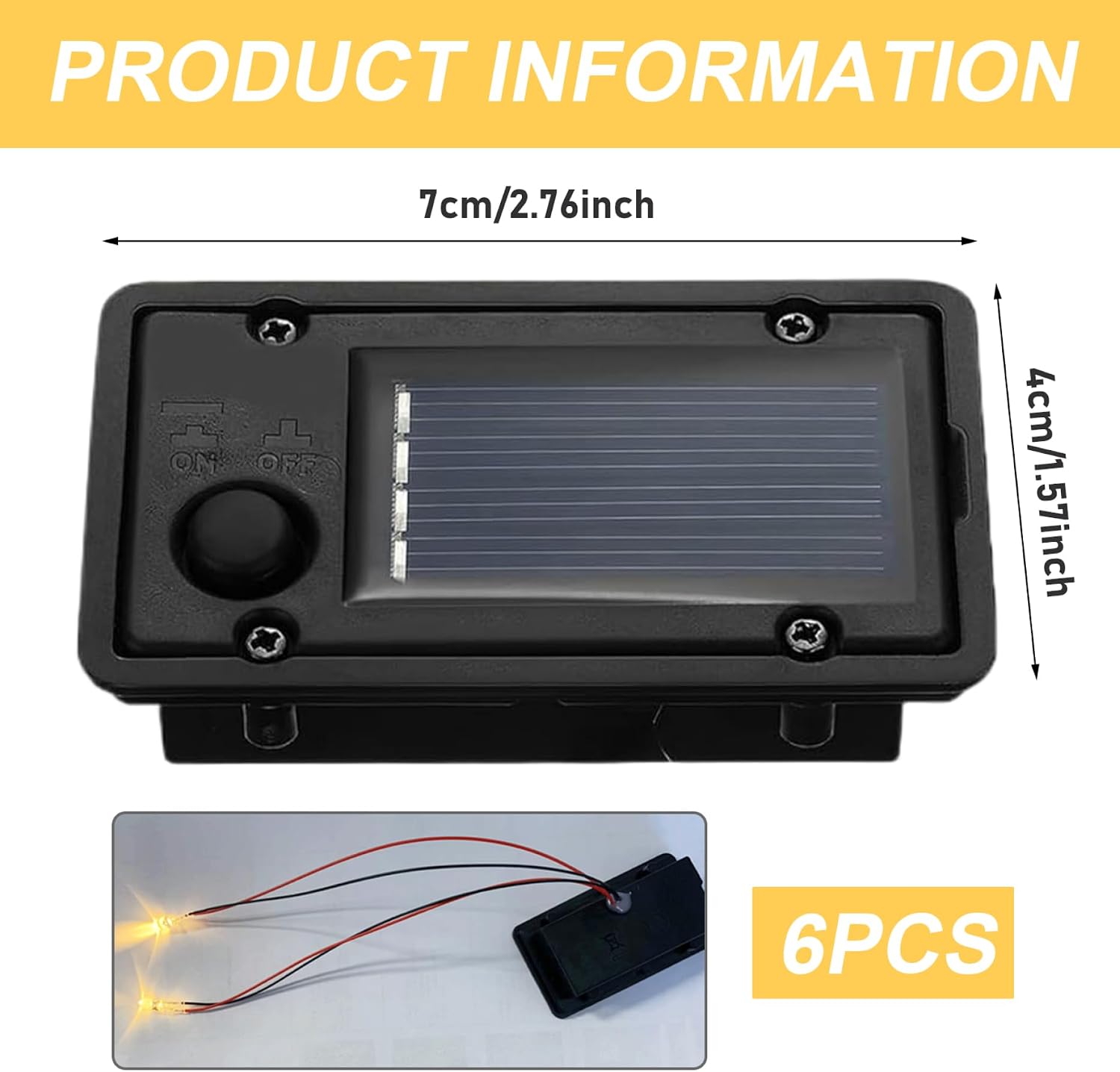 6Pcs Solar Light Replacement Tops 1.57x2.76"Rectangular Waterproof LED Replacement Solar Light Tops for Garden Outdoor Lighting Parts image 2