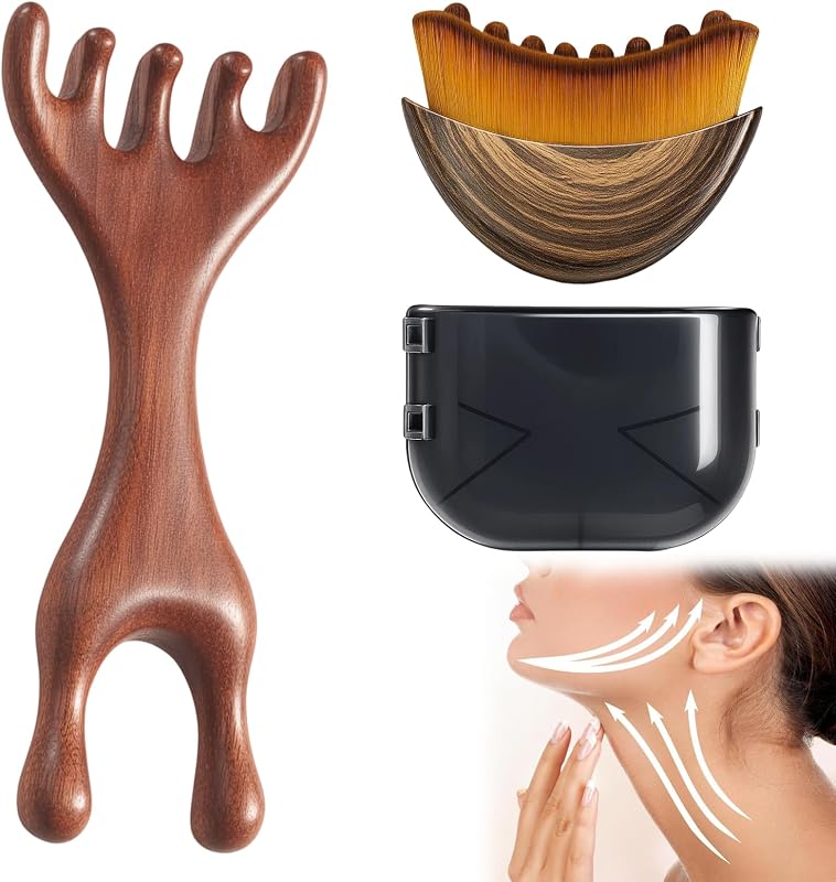 2 Piezas de Cepillo Linfático Facial, Cepillo Linfático Facial con Caja de Almacenamiento, Peine de Masaje para Drenaje Linfático, Lymphatic Contour Face Brush, Diseño Ergonómico para Masaje Suave