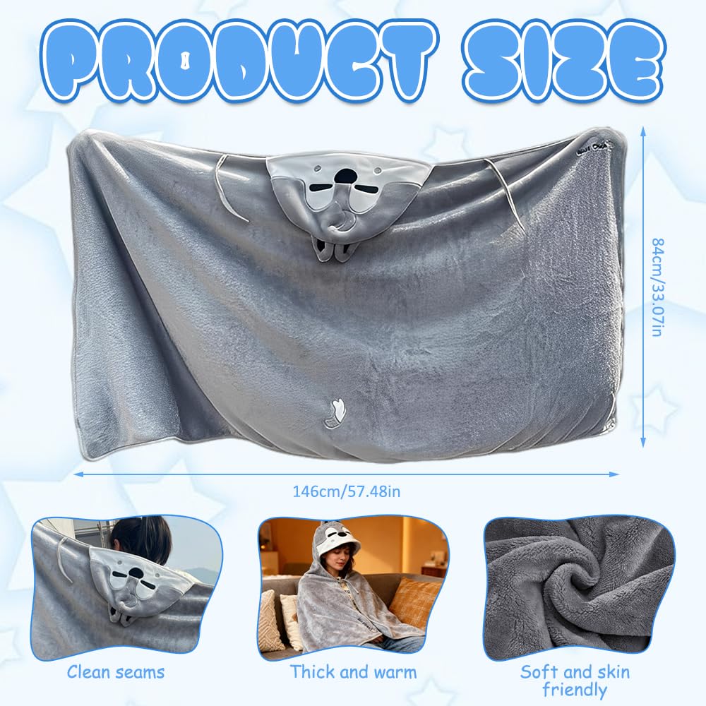 Stray Kids Coperta Wolf Chan, morbida coperta in peluche Skzoo con cappuccio, adatta come coperta da divano, coperta da campeggio, un ottimo regalo per i fan