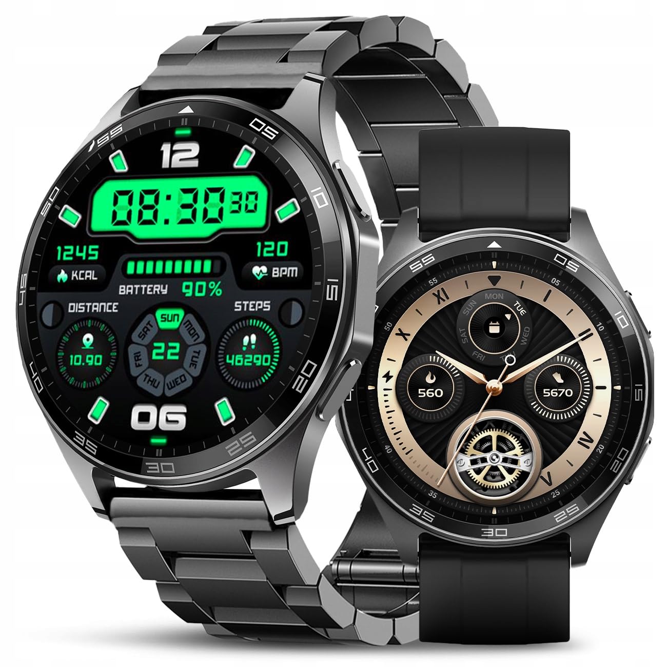 Smartwatch Męski Zegarek MENU PL Wodoodporny Rozmowy Smart Watch 3 PASKI