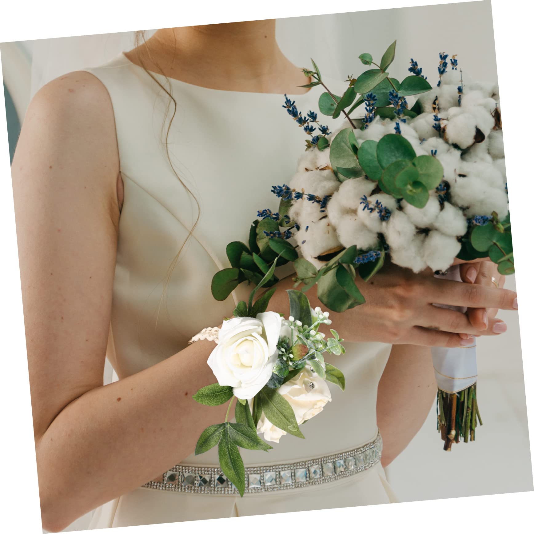 Alipis 5 Pz fiore del polso matrimonio per la sposa abito elegant decorazioni matrimonio braccialetto fiore damigella d'onore decorazione del della mano della sposa panno di seta