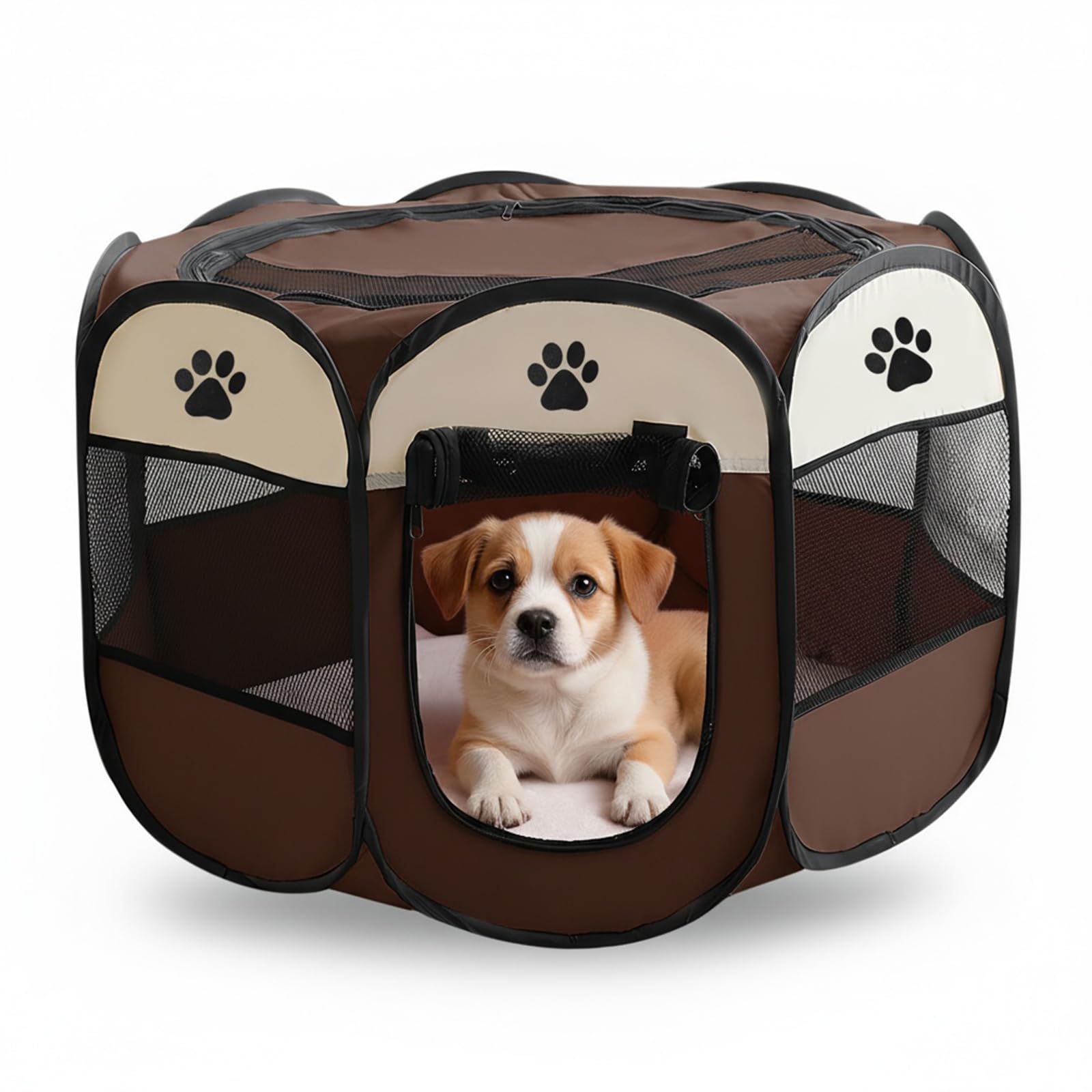 Foldable Pet Playpen, Portable Dog Cat Play Pen Indoor Outdoor Pet, Fence Breathable Mesh Pet, Soft Cage Tent, Pop-Up Design