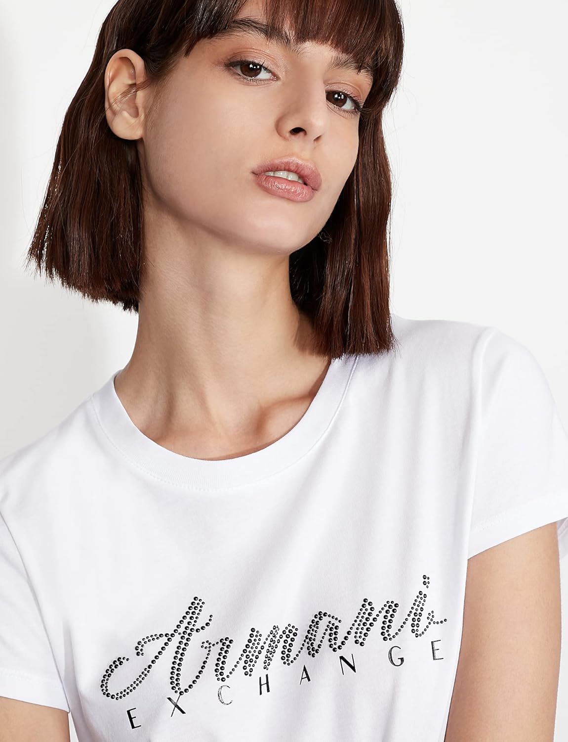 Armani Exchange Womens Short Sleeve Classic Script Logo Scoop Neck Tee - Image 2