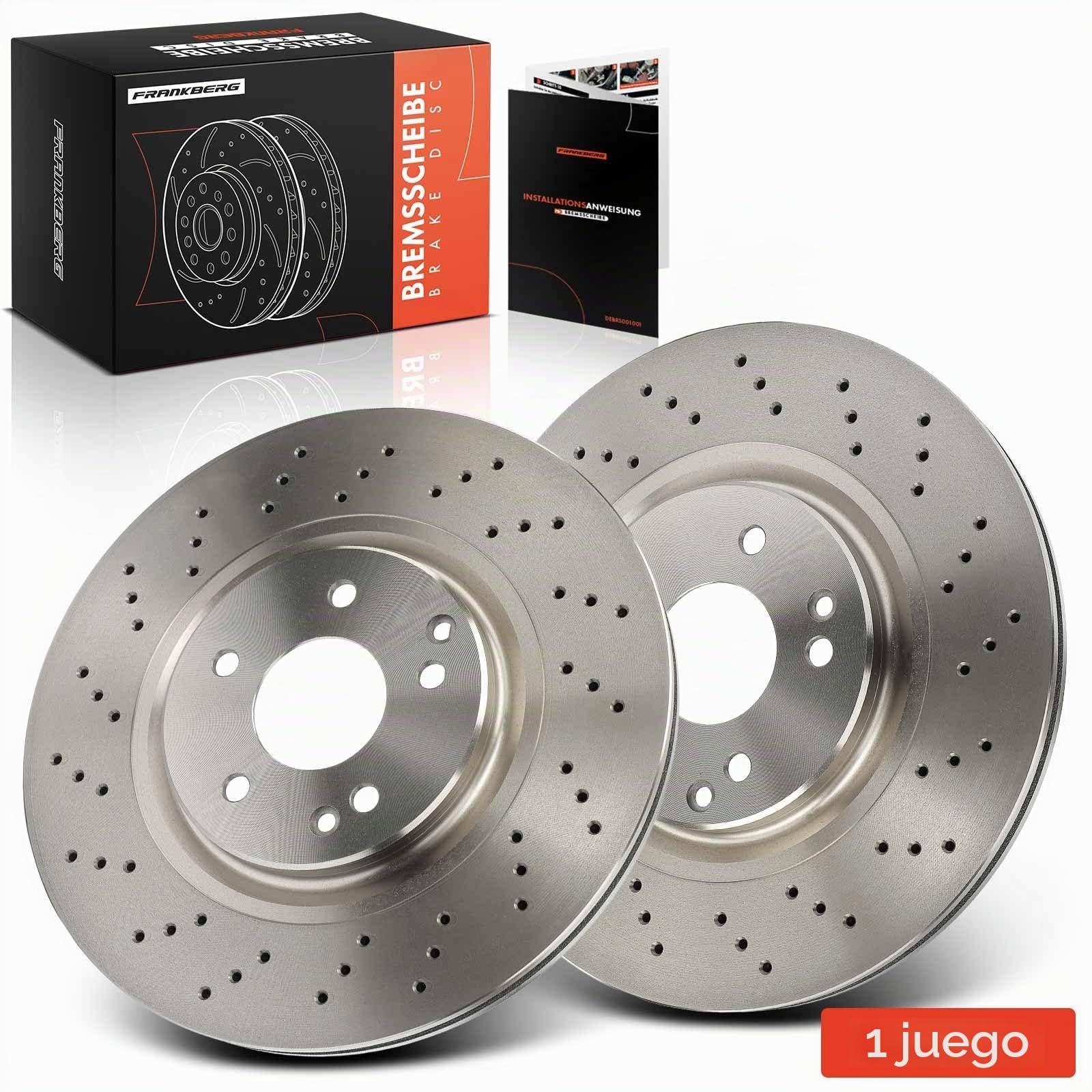Frankberg 2 discos de freno delanteros ventilados Ø330 mm A2034211312 | Compatible con: Clase C Modelo T S203, SLK R171, CLK Cabriolet A209, CLK C209, Clase C W203