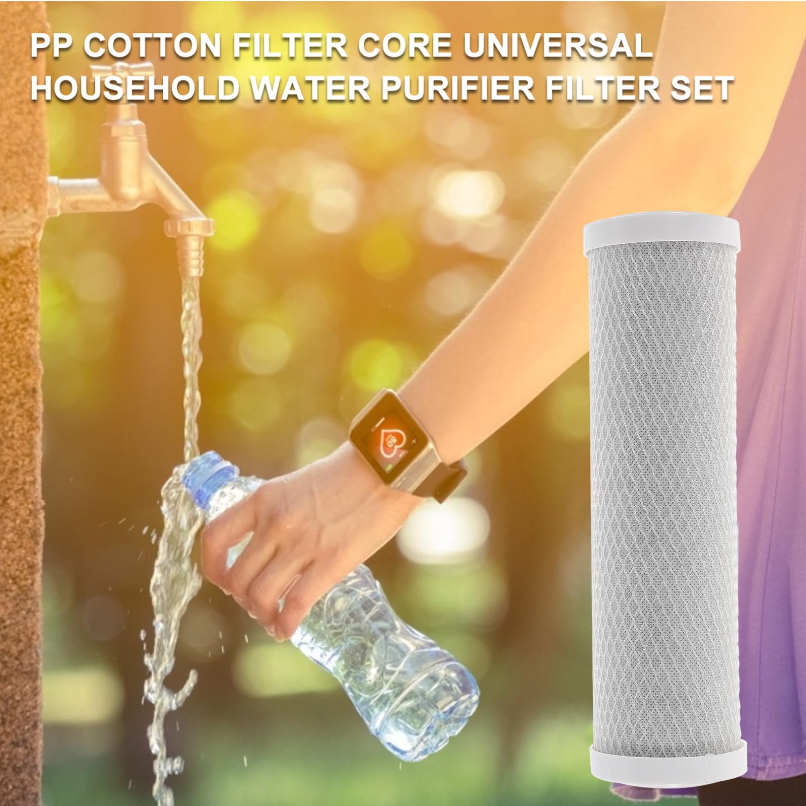 Set da 2 Filtri Purificatori Acqua Compressi in Cotone Pp da 10 Pollici Filtro Depuratore Acqua per Uso Domestico Filtro Sostitutivo Sicura e Pulita