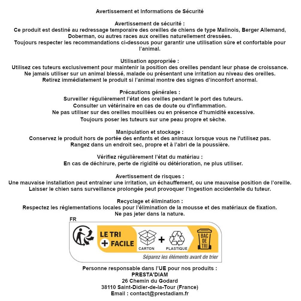2 Tuteurs Redressage Oreilles Chien - Mousse Microflex Hypoallergénique - Soutien Croissance Chiots Malinois Berger Allemand Doberman - Ajustable