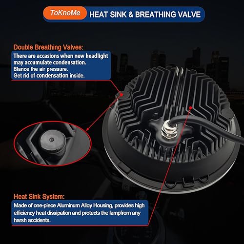 Miniatura 3 de ToKnoMe Faro delantero LED negro de 7 pulgadas, luces antiniebla para motocicleta, compatible con Harley Davidson Touring Road King Ultra Classic