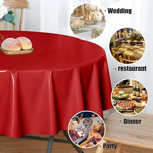 Miniatura 34 de sancua - Mantel rectangular de PVC 100 % impermeable, 54 x 54 pulgadas, vinilo a prueba de aceite, derrames, fácil de limpiar con un paño, para