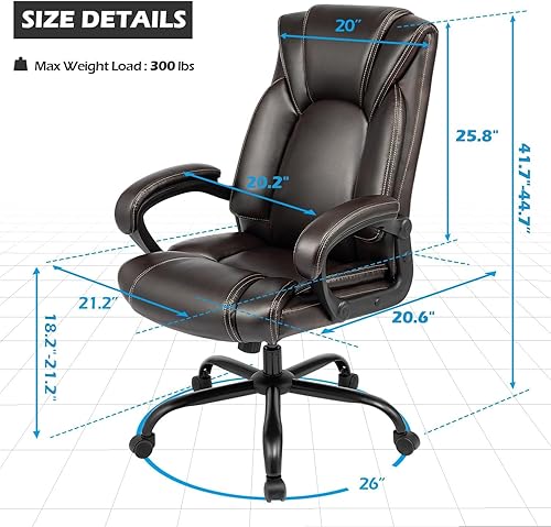 Miniatura 3 de OUTFINE Silla de oficina ejecutiva, silla de escritorio para computadora con cojín de resorte de cuero resistente a la hidrólisis de 5 años, soporte