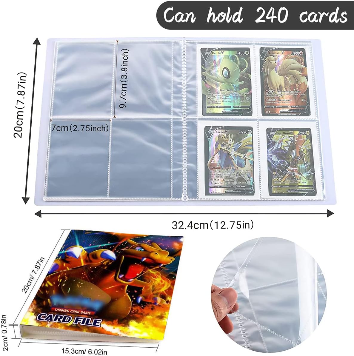 2 Set Trading Card Album Binder Book Collectible Card Albums Folder