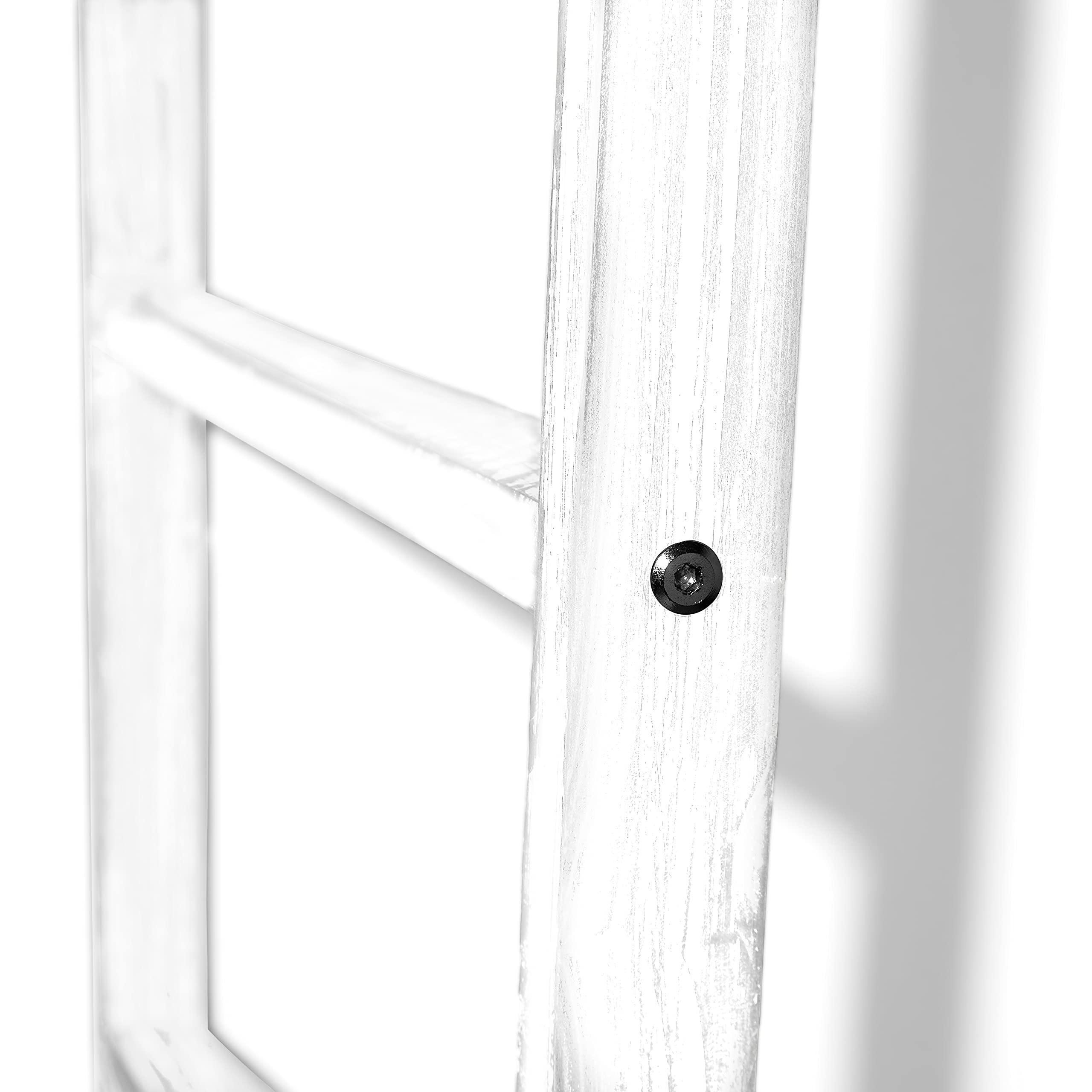 Farmhouse Accents USA Rustic Blanket Ladder - Antique White Distressed Stain - Smooth Coat - Throw Blanket Storage - Living Room Decor - Bathroom Towel Rack - Decorative Farmhouse Stand - 5 Foot
