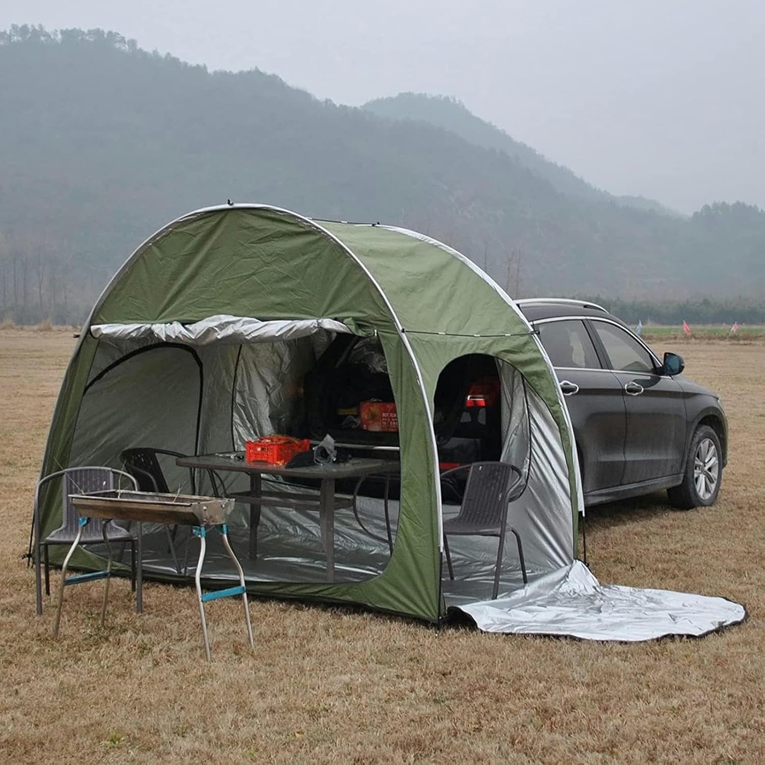 Car Tent Tailgate Tent, Awning for car 3 Doors Can Be Opened SUV Tent Independent Tent Sun Protection Driving Camping Travel Suitable for Various Models, Black