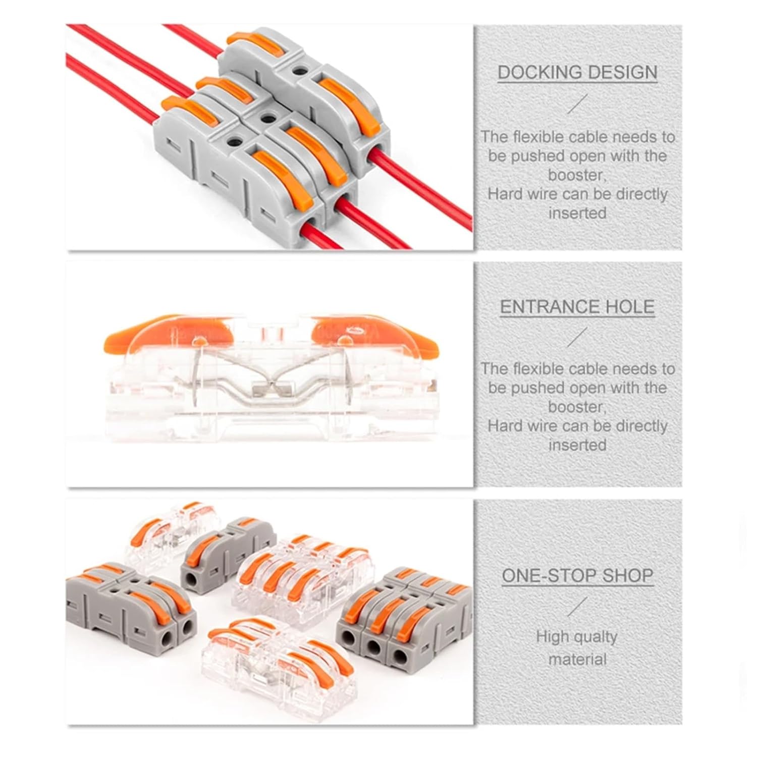 Splicing Inline Compact Conductor Docking Terminal Block Lever Quick Wire Connector Electrical Connectors Kit 28-12 AWG 221 25Pcs(Boxed 34PCS)