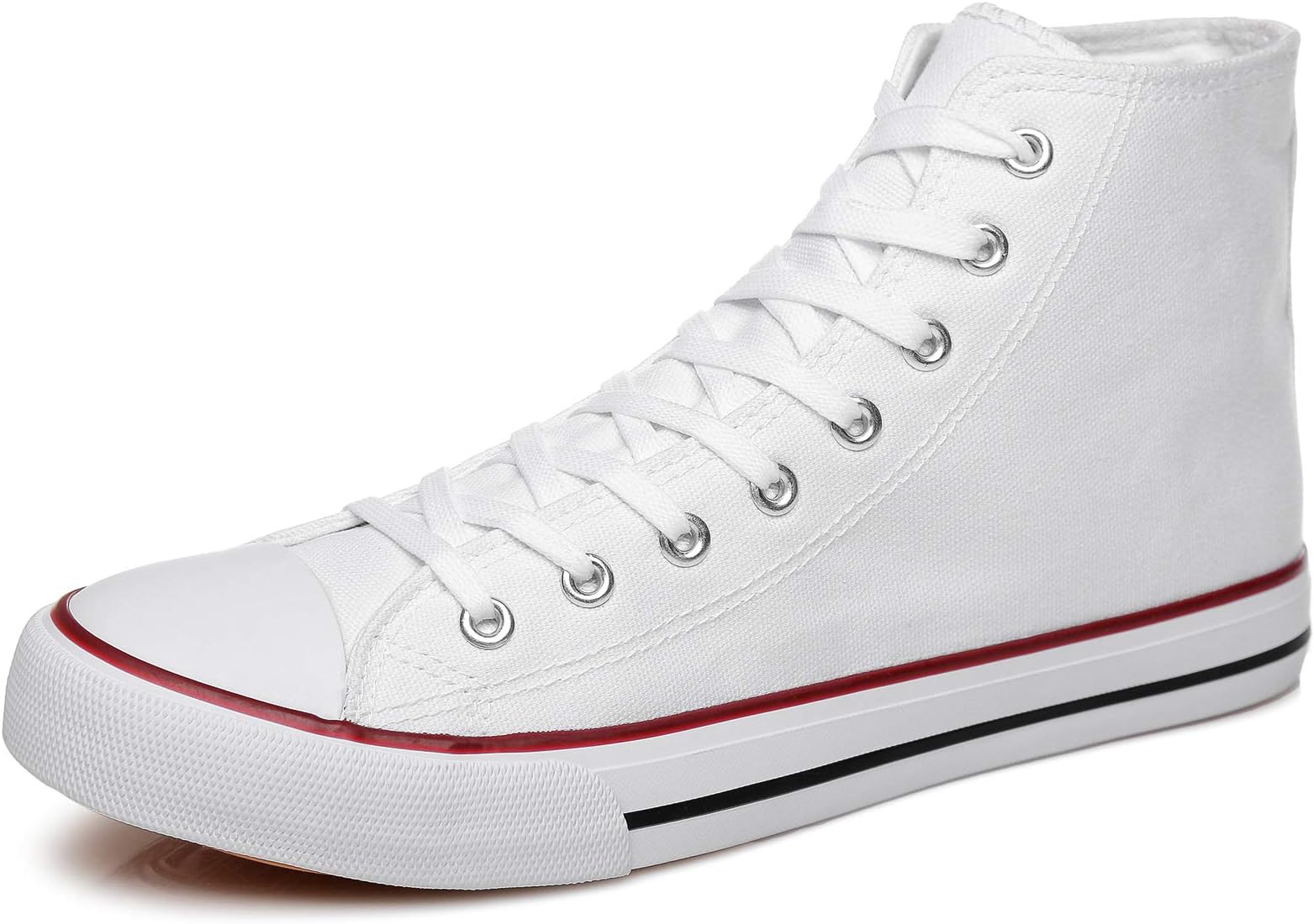 ZGR Womens Canvas Sneakers High Top Lace ups Casual Walking Shoes (Canvas White, Numeric_5)