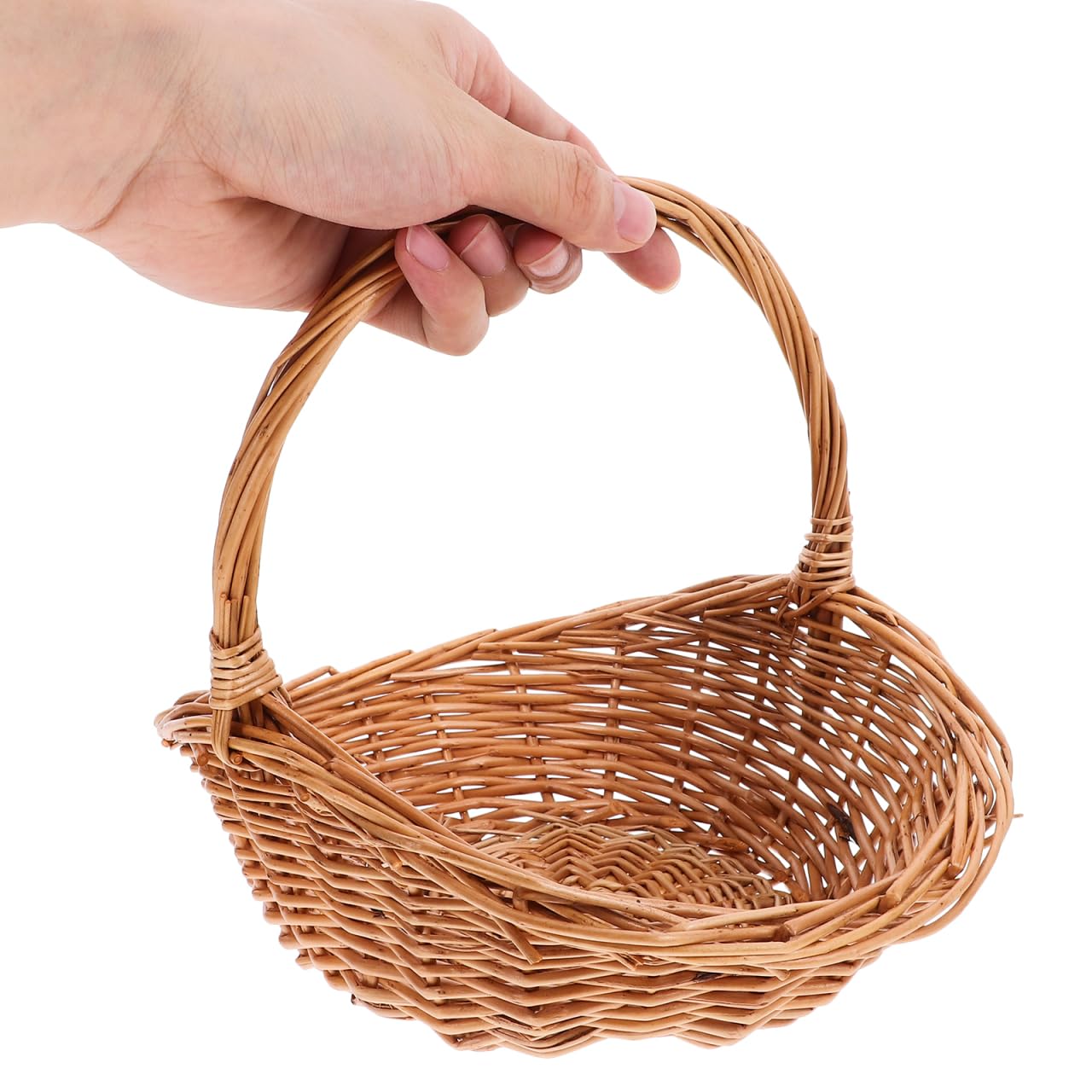 Toddmomy Cesto di fiori in rattan intrecciato a mano, cestino in paglia di salice, cestino per frutta, verdura, pane, picnic, matrimoni, fiori, ragazze, cestini con manico, per decorazioni rustiche