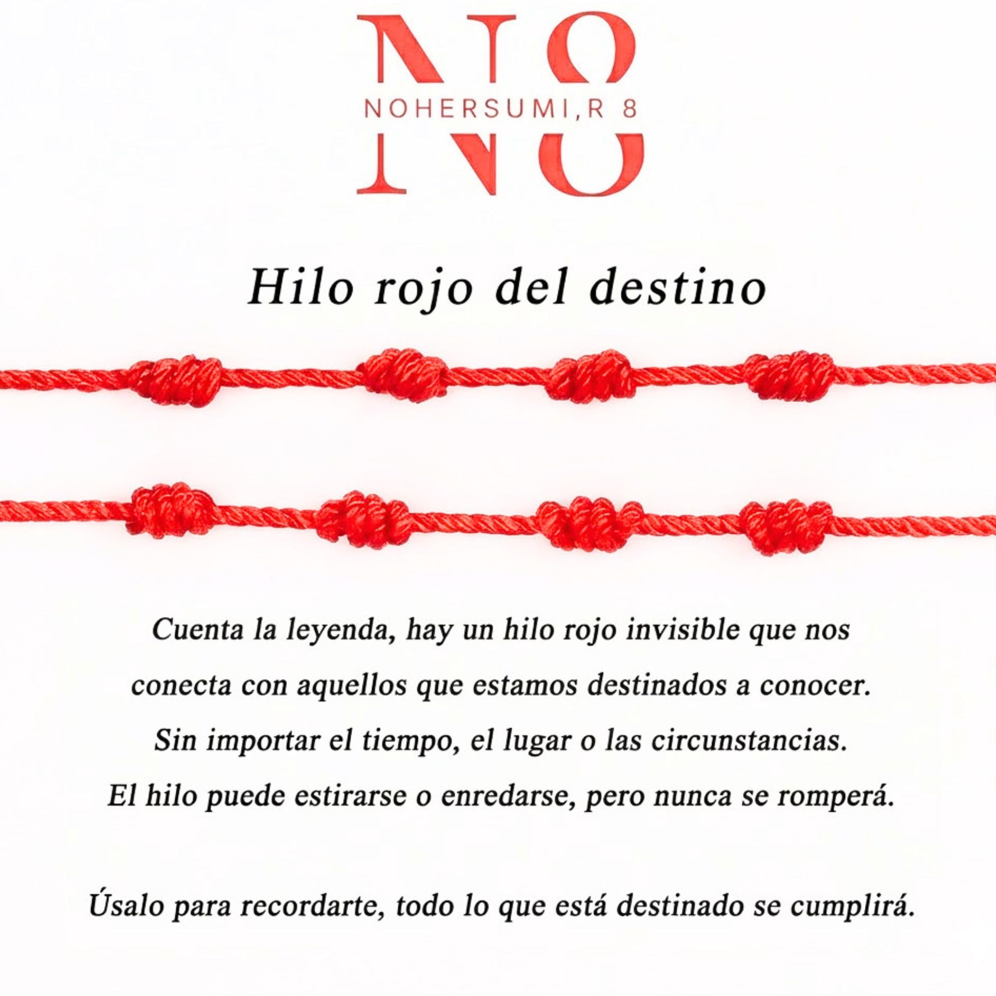 INCLUYE TARJETA CON SIGNIFICADO,2 PULSERAS 7 NUDOS roja Hilo Rojo HECHAS A Mano, Unisex, muy adaptable.
