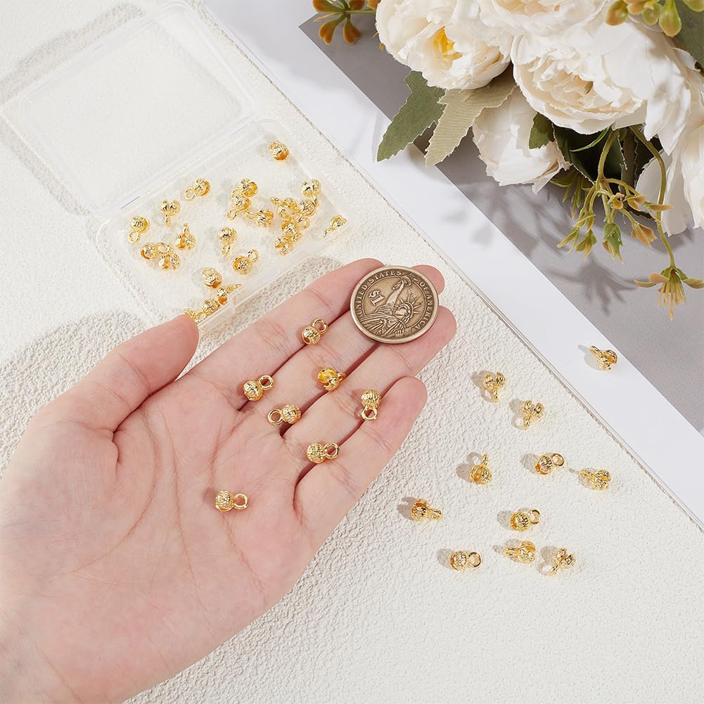 BENECREAT 40 Pcs 18K Gold Plated Brass Clamshell Bead Tips, Gold Crimp Cover Beads, Chain Endcaps Calotte Ends Chain Connector, Knot Cover for Necklace Bracelet Jewelry Crafts Making - Image 3