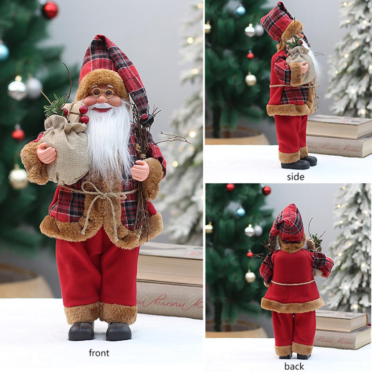 Produktbild von Uten Weihnachtsmann Figur, 62 Cm / 24" Santa Claus Christmas Decorations, Stehende Weihnachtsdekoration Figuren, Weihnachtsmann Puppen Nettes Rotes Plüschtier, Nikolaus Geschenke