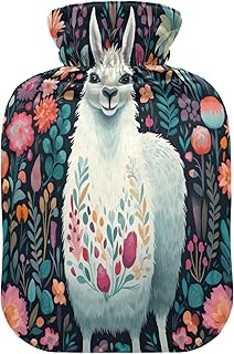Wajiw Hot Water Bottle with Cover 1L Warm Water Bottle for Hot and Cold Compress Hot and Cold Therapies,Hand Feet Warmer,Alpaca