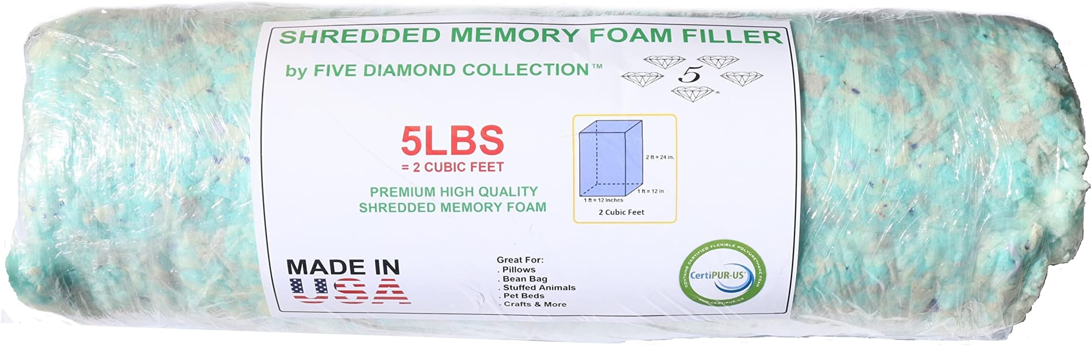 5 LBS of New Shredded Memory Foam Fill for Pillows,Bean Bags/Chairs, Dog Beds,Cushions