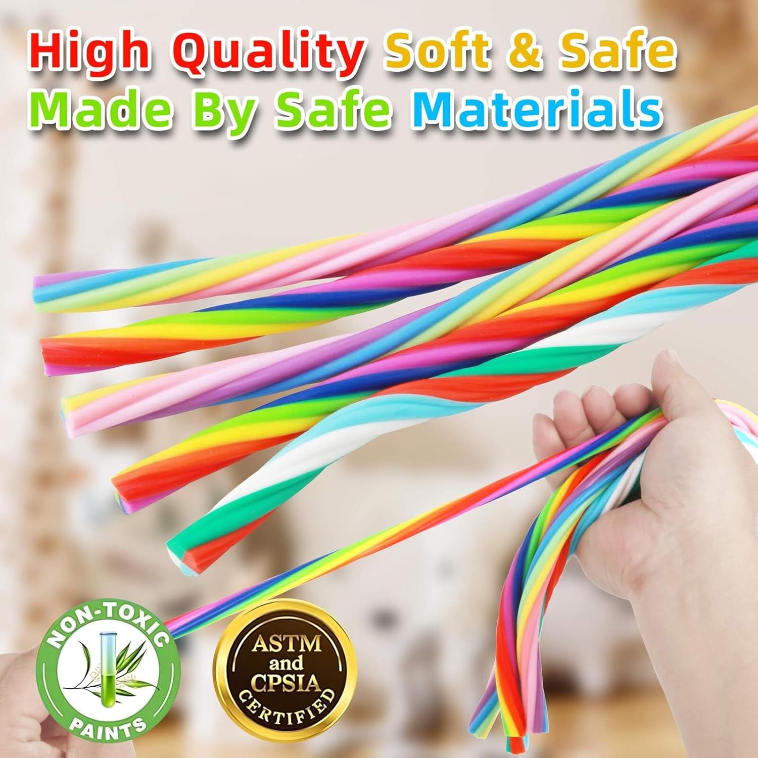 Stretchy String Sensory Toys - 5-Pack of Textured Fidget Noodles for Sensory Stimulation & Calming, Elastic Fidget Strings for Kids & Adults - Classroom Gifts, Stocking Stuffers & Party Favors