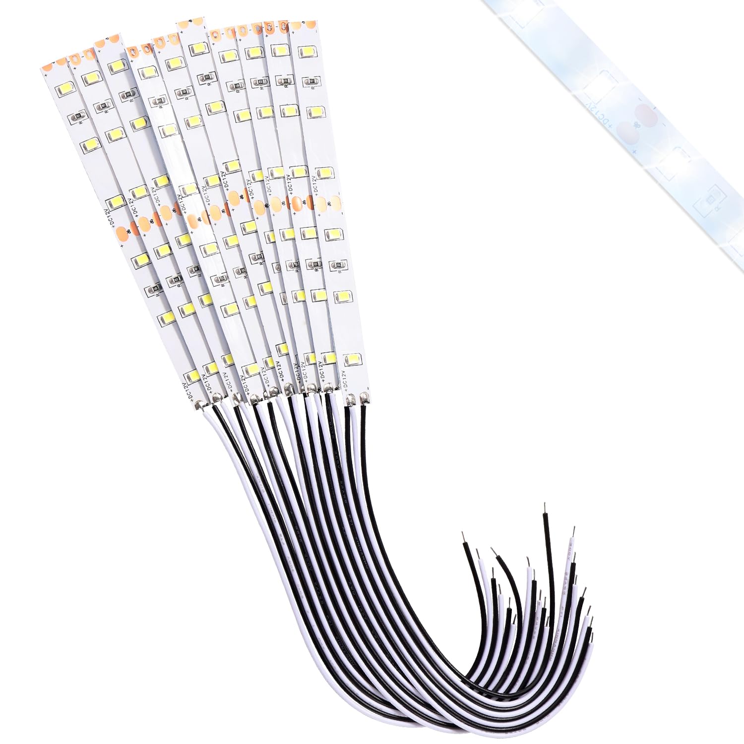 Lyeteung 10 PCS 100mm 12V - 18V Pre Wired Strip, 2835 SMD LED Model Railway LED Lighting, White, 100mm - 10pcs