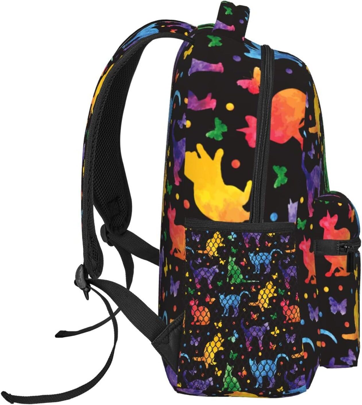 Colorful Cat Butterfly Pretty Backpack For School Laptop Bags Bookbag Big Casual Daypack For Student Girls Boys Kids Teens Travel Sports Work