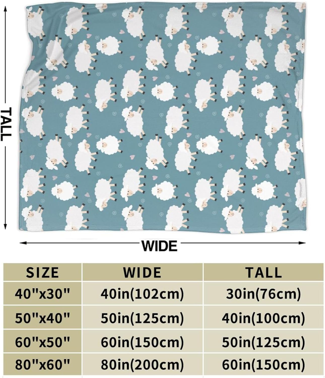Cute Sheep Fleece Blanket Lightweight Ultra-Soft Throw Blanket for Sofa Couch Bed Camping Travel - Super Soft Cozy Microfiber Blanket 50"X40" - Image 3
