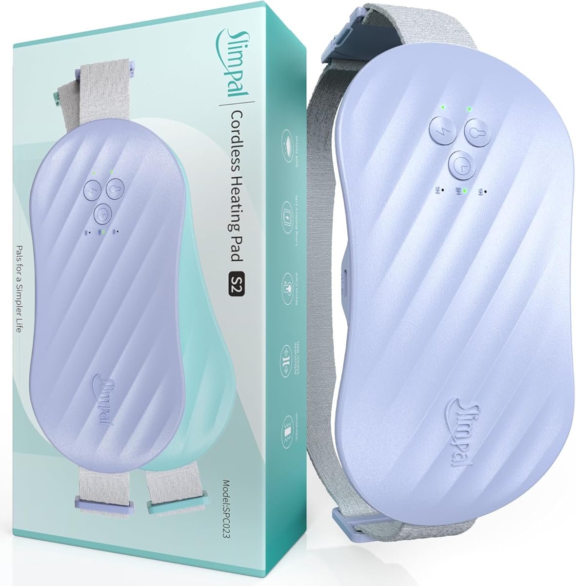 Slimpal AI Portable Heating Pad for Period Cramps, Smart AI Heat Chip, Electric Cordless Heating Belt for Back, Belly, Waist, Stomach, Menstrual Wearable Heating Pad Gifts for Girl Women Her Violet S2