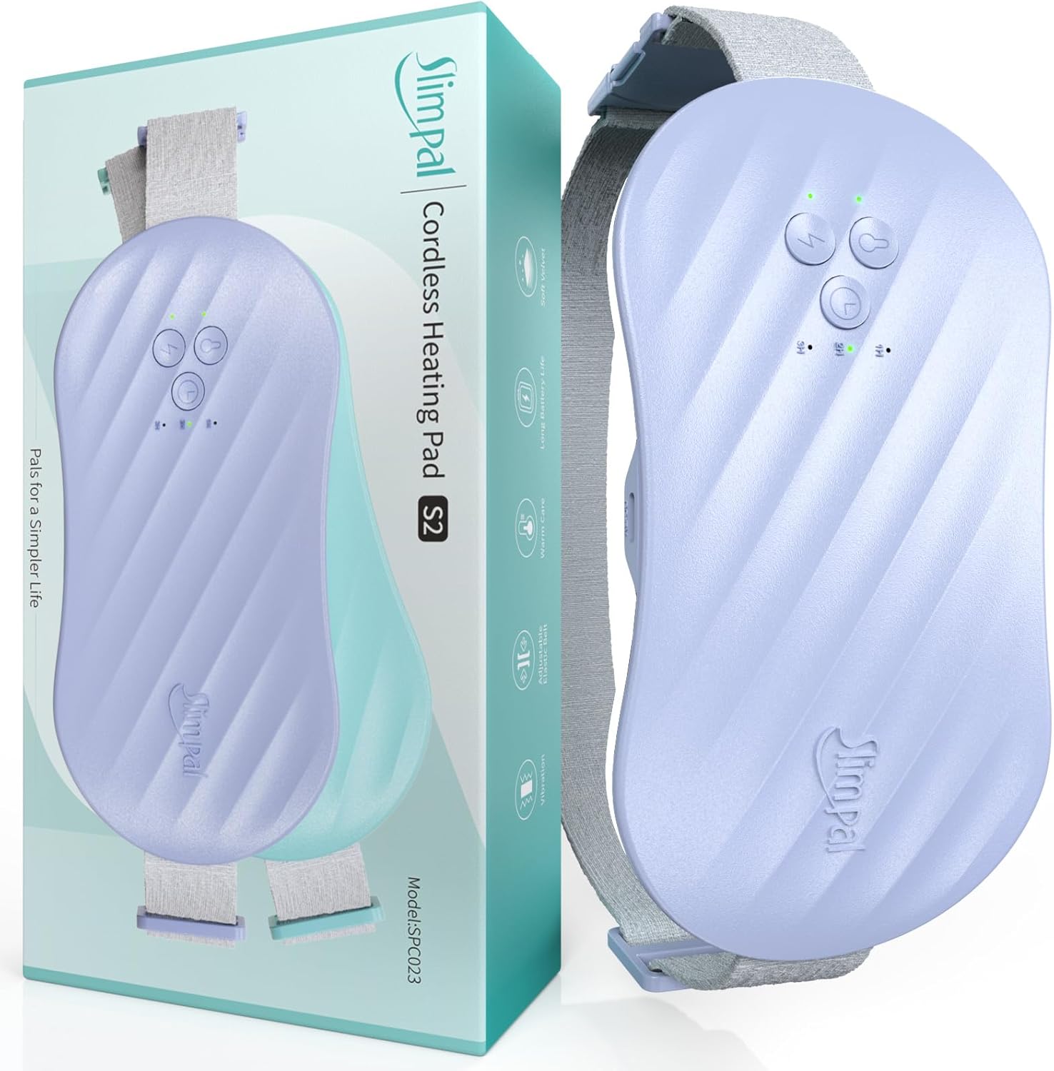 Slimpal AI Portable Heating Pad for Period Cramps, Smart AI Heat Chip, Electric Cordless Heating Belt for Back, Belly, Waist, Stomach, Menstrual Wearable Heating Pad Gifts for Girl Women Her Violet S2 SPC023-S2 Purple