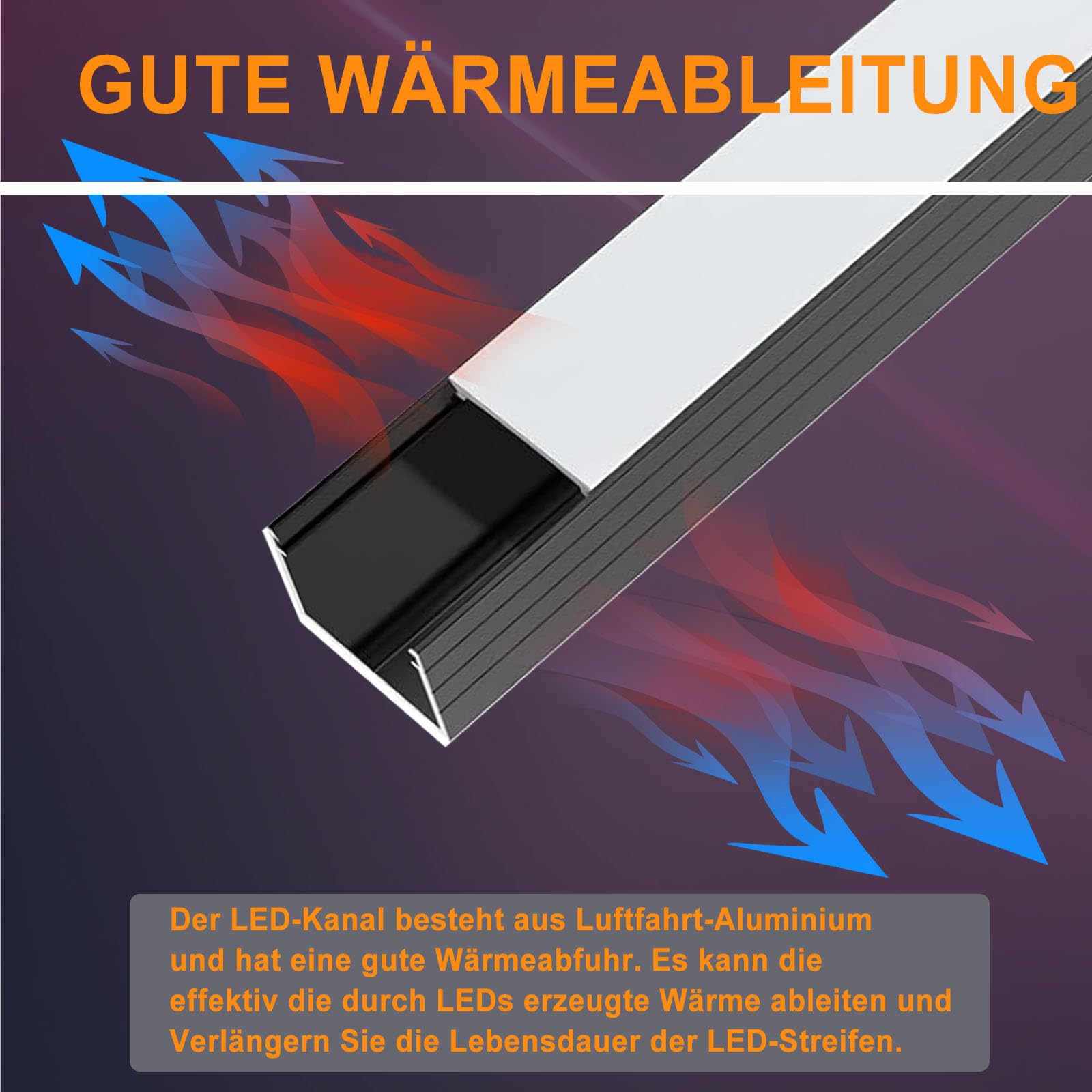 12x1M Schwarz LED Aluminium Kanal mit Milchige Abdeckung für 16mm LED Streifen, U Form LED Profil Strip Schiene Aluprofil mit Endkappen, Metall Befestigungs Clips und 90 Grad Eckverbindern