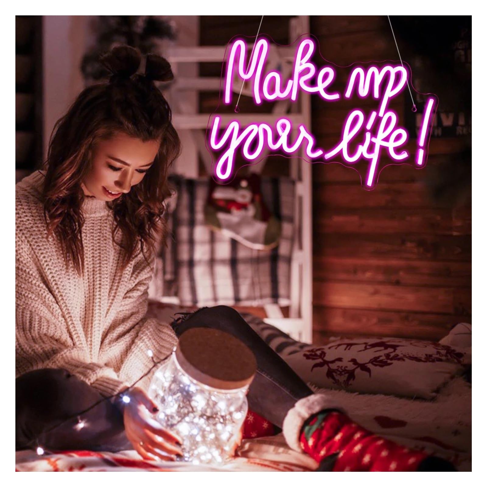 Insegna al Neon Make Up Your Life Insegna Al Neon Personalizzata Luci A Bar Sala Giochi Casa Studio Ristorante Decorazione Murale 42cmх28cm