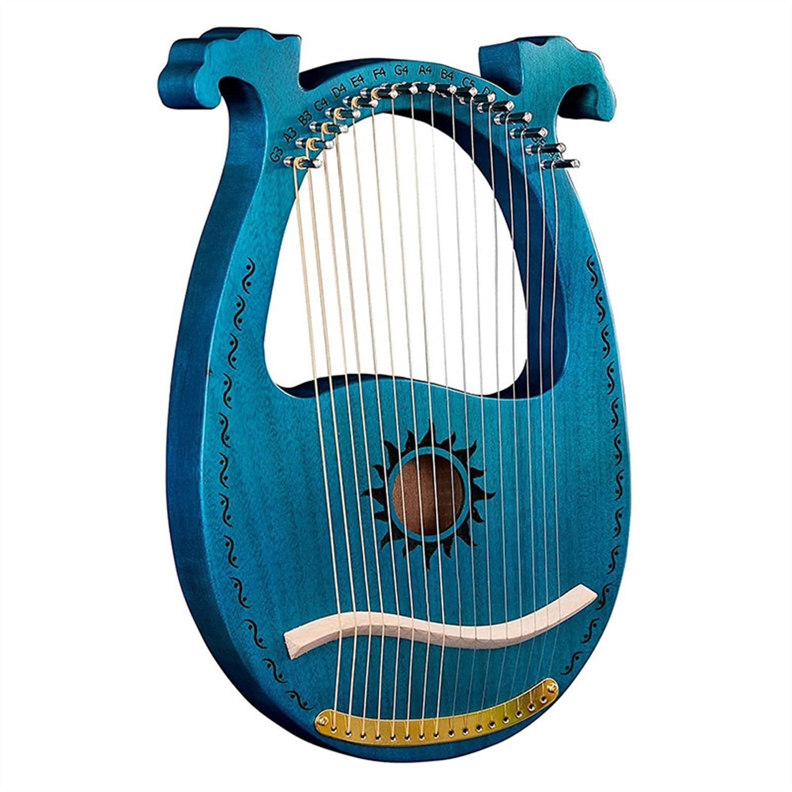 16-strunowa mahoniowa lira harfa unikalne wzory rzeźbione symbole fonetyczne instrumenty harfowe,Harfa