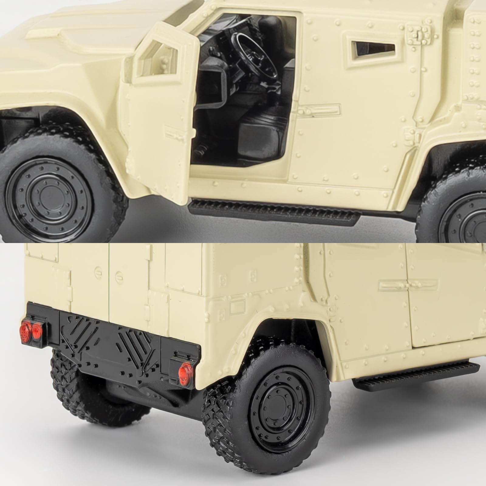 BGHSCA 1:36 JLTV Armored Diecast Car Models, Collectible Pull Back Beige Military Vehicle Toy Car for Kids Adults Gift - Image 4
