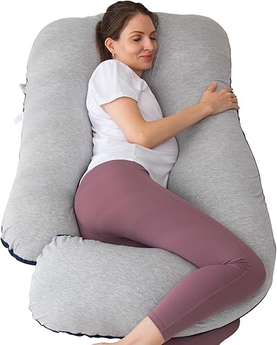 MOON PINE Almohada de embarazo, almohada de cuerpo completo en forma de U para apoyo de maternidad, almohada de dormir con funda para mujeres