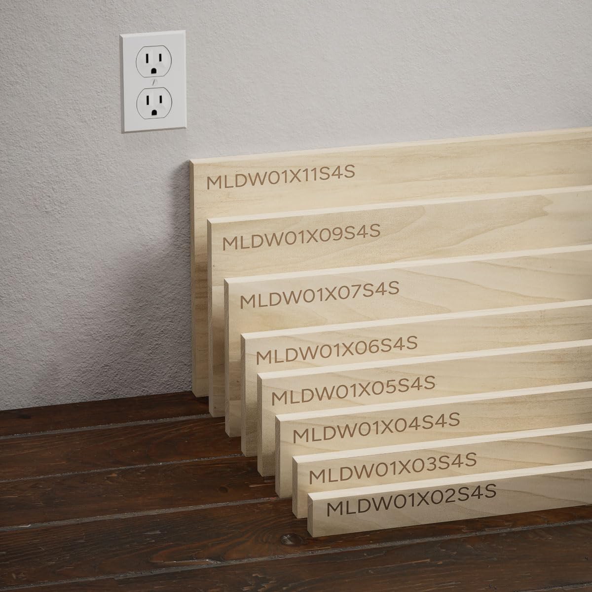 Americraft S4S Flat Trim Moulding, Solid Hardwood, 5 1/2"H x 3/4"P x 96"L, Stain Grade Walnut