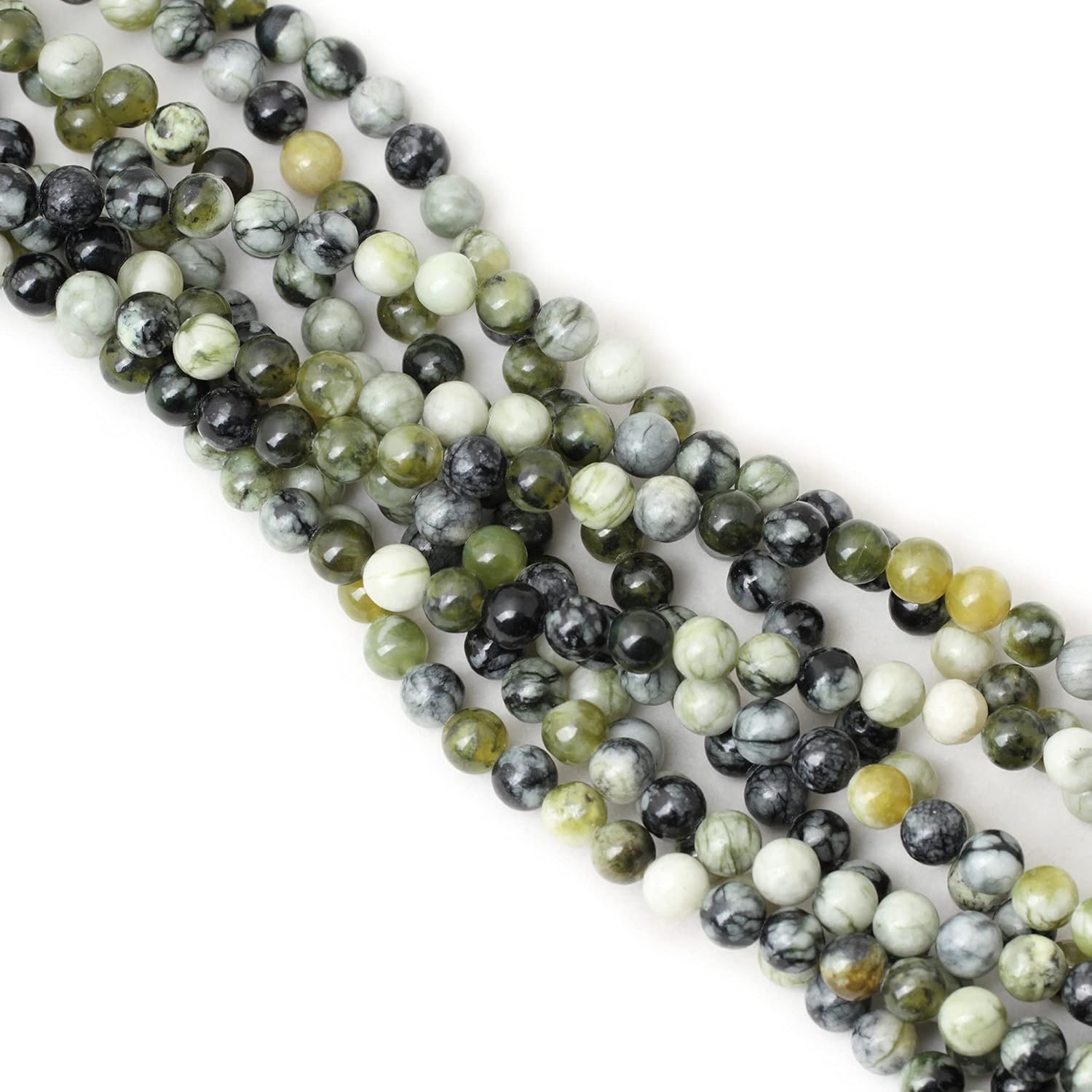 45PCS 8mm Natural Green Vine Jasper Round Loose Beads for Jewelry Making 1 Strand 15" - Image 4