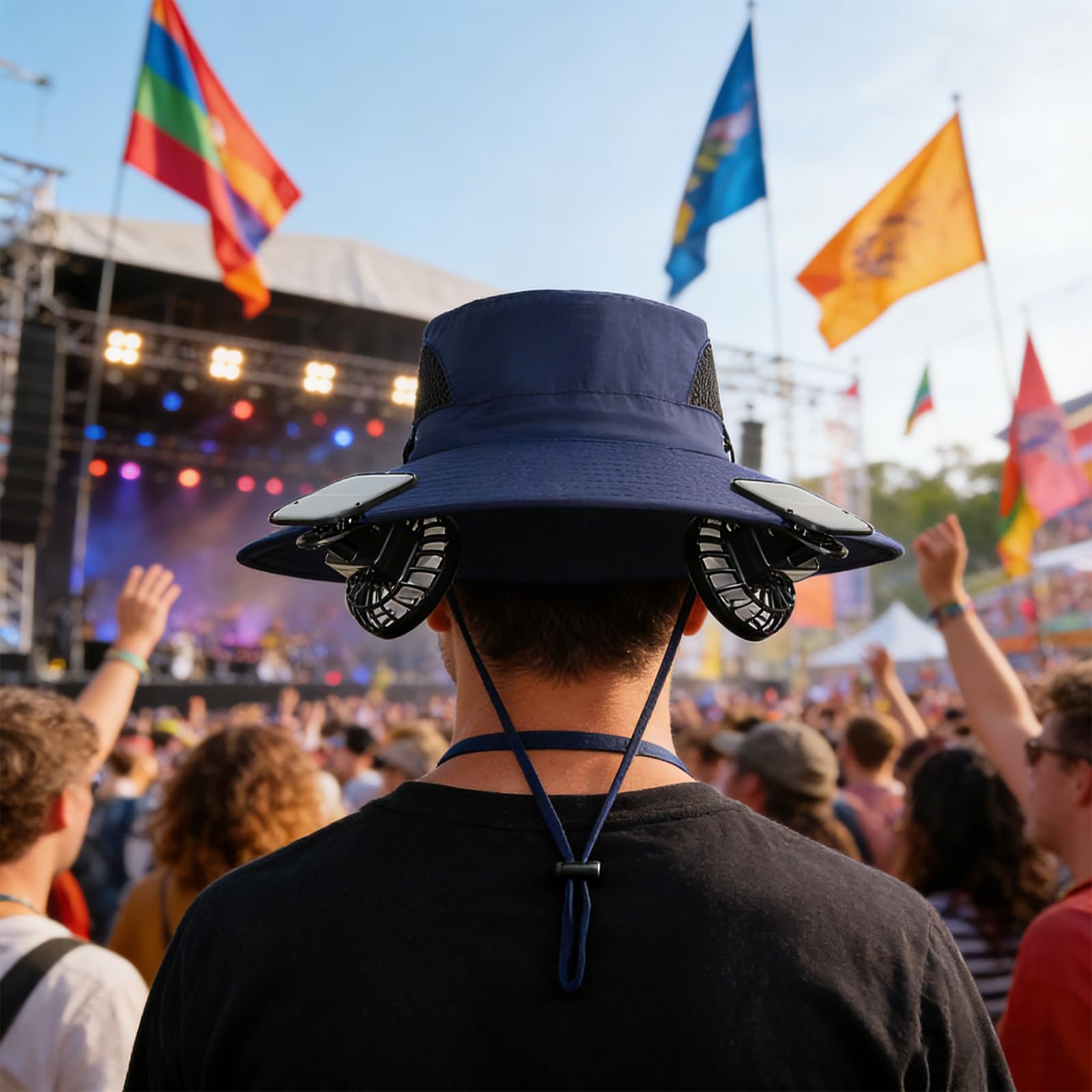 Sombrero de tela desmontable ventilador de alta carga USB energía solar para todos épocas, asesor solar