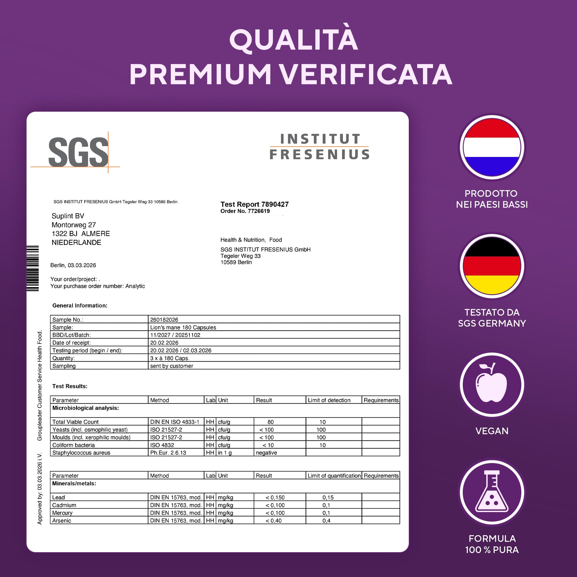 Lions Mane Mushroom Capsule 10.000 mg – Estratto Altamente Concentrato di Hericium Erinaceus 10:1 – Testato in Laboratorio con Certificazione – Integratore Lions Mane – 180 Capsule Vegane