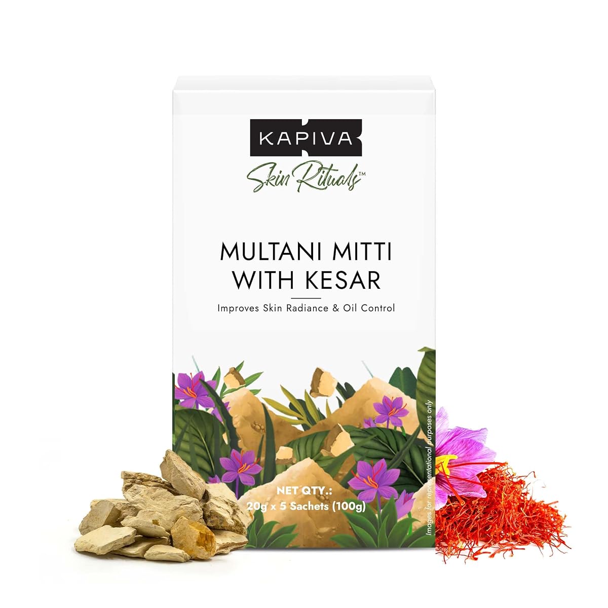 Kapiva Multani Mitti with Kesar for Face | Natural Fuller’s Earth | Face Pack