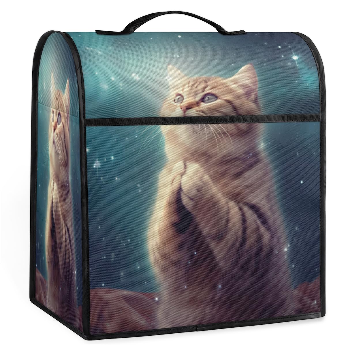 Coffee Maker Cover Cute Cat Galaxy Kitchen Appliance Covers Small Appliance Covers Blender Cover Juicer Cover Dust Covers for Kitchen Appliances with Top Handle and Pockets,Washable,C421