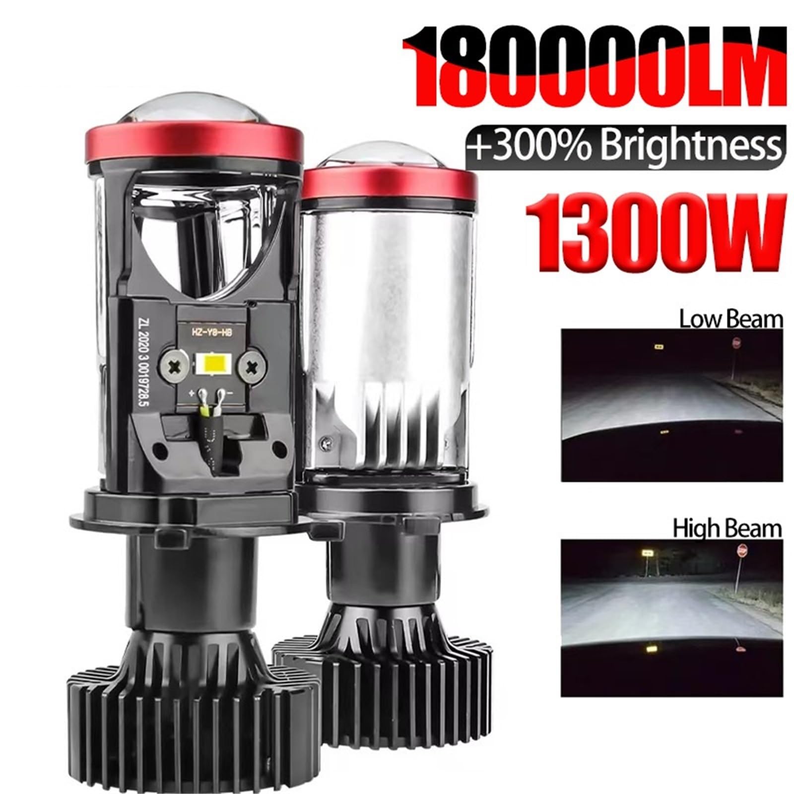 zacisk hamulcowy Żarówki reflektorów projektorowych H4 LED, soczewki Bi LED z wentylatorem, soczewki projektora H4, reflektory samochodowe, żarówki Hi Lo Beam Brake Booster(LHD 2PCS)
