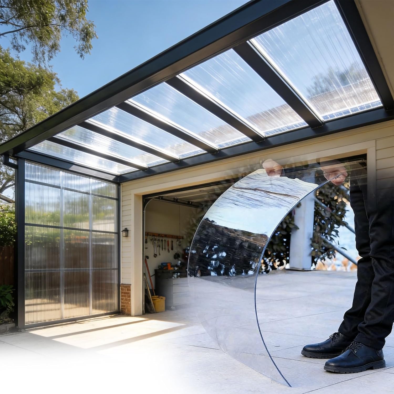 2.5mm Polycarbonate Roofing Sheet - Greenhouse Replacement Panels, Durable Plastic for Sheds & Carports, 1.22m x 4m (4ft x 13.1ft) - UV Resistant, Lightweight