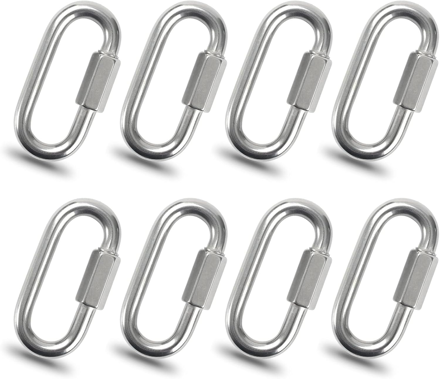 8Pack Quick Link, 304 Stainless Steel Chain Link, Locking Carabiners