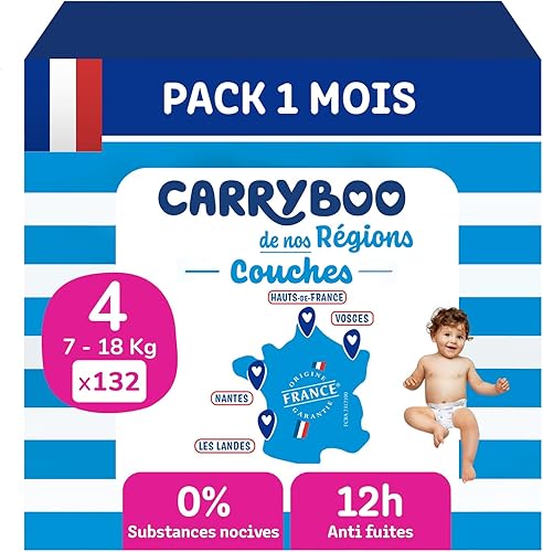 Couches bébé Carryboo taille 4 fabriquées en France pack 132